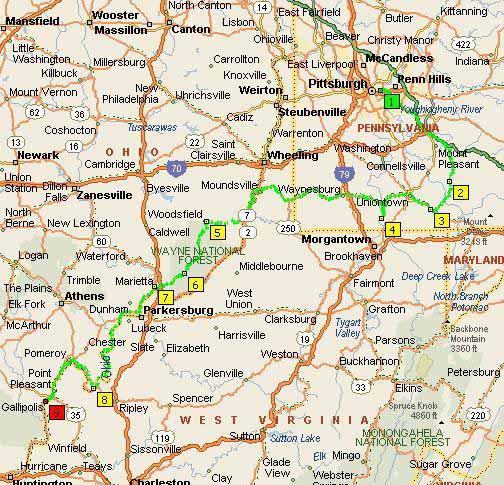 Pittsburgh, PA to Gallipolis, OH