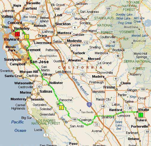 Visalia, CA to Berkley, CA