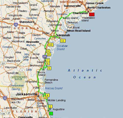 St. Augustine, FL to Charleston, SC