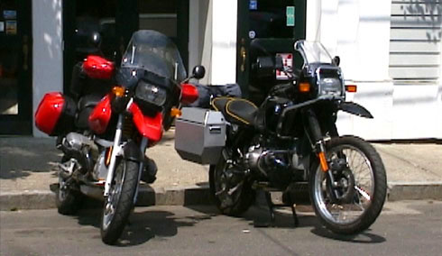 Dan's 1998 BMW R1100GS and Art's 1995 R100GS. They'll meet again in ALASKA.