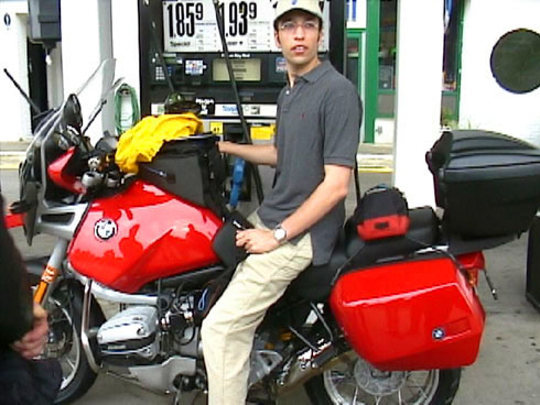 Juan Olvera checks out the ride. 