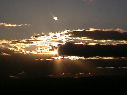 Setting sun along I-90.