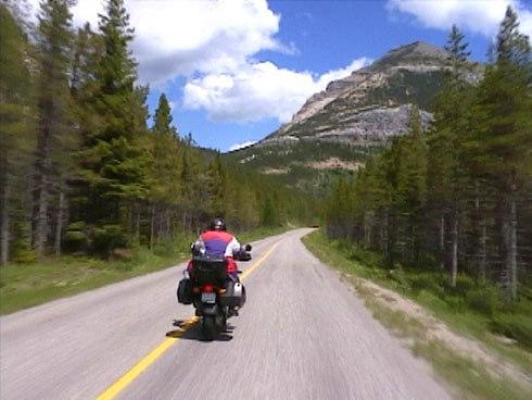 Riding the Akamina Parkway in Waterton Lakes National Park.
