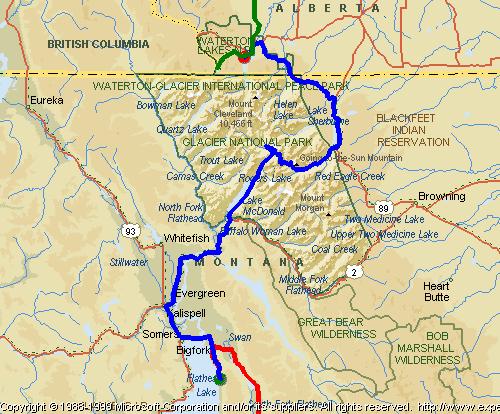 Bigfork, MT to Waterton, AB