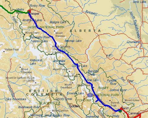 Banff, AB to Jasper, AB