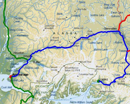 Valdez, AK to Anchorage, AK