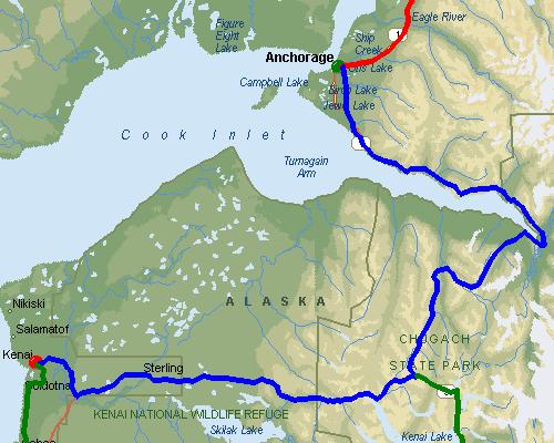 Anchorage, AK to Kenai, AK