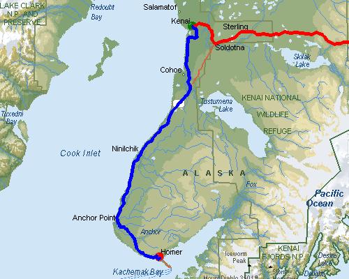 Kenai, AK to Homer, AK