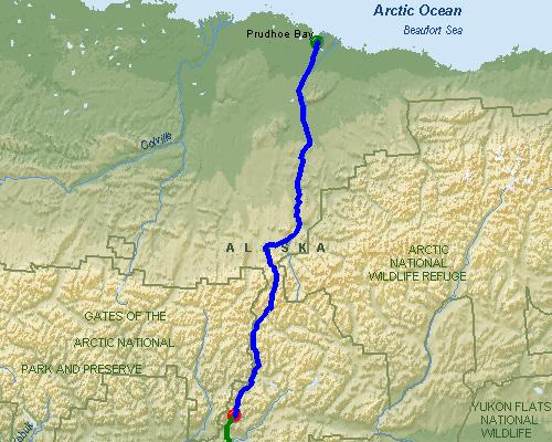 Prudhoe Bay, AK to Coldfoot, AK