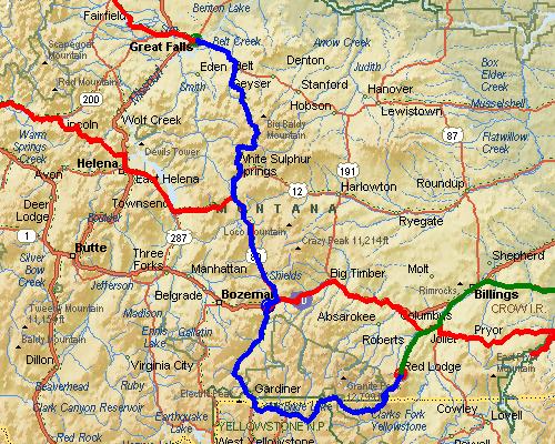 Great Falls, MT to Red Lodge, MT