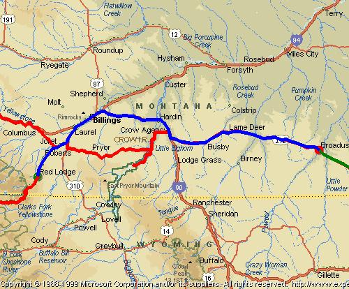 Red Lodge, MT to Broadus, MT