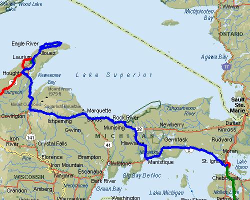 Larium, MI to St. Ignace, MI