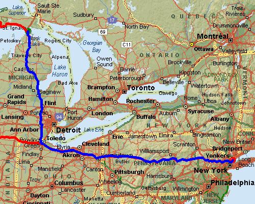 St. Ignace, MI to New York, NY